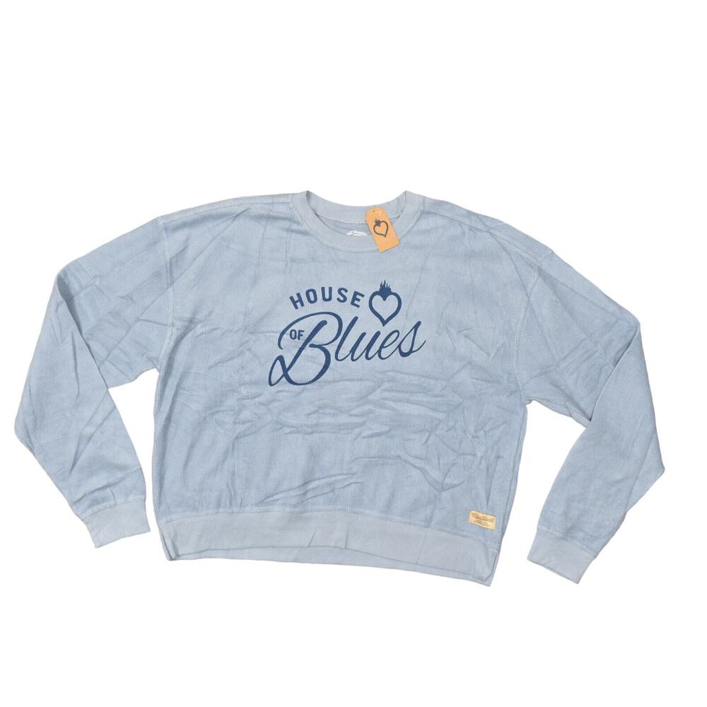 NEW Good Land Women's Blue 100% Cotton Pullover Sweater 2XL Crew Neck Long Sleev